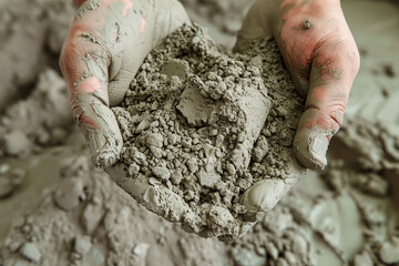 A pair of hands delicately forming a heart shape with raw, gray clay as a symbol of crafted love