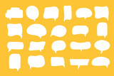 Fototapeta Dinusie - A set of conversation bubbles. Speak bubbles. Talk frame. Hand drawn shapes. Vector illustration. Isolated. Trendy templates. Speech text. Figure, trendy elements. Retro stickers. Outline boho style. 