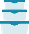 Blue plastic food containers. Vector illustration.