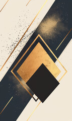 Canvas Print - Luxurious abstract design with gold and black geometric shapes on a gradient.