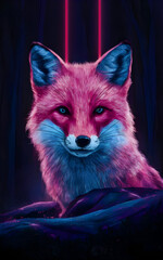 Wall Mural - A Fox with neon effect