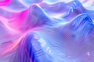 Wall Mural - 3d matrix rendering of flowing lines and shapes in fluctuating ombre gradients. vibrant digital wave