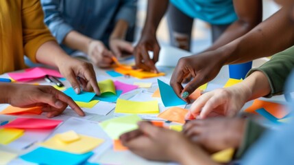 Wall Mural - a diverse team brainstorming ideas