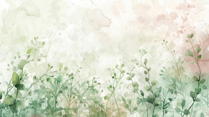  Artistic watercolor illustration with pastel botanical silhouettes perfect for a spring-themed background