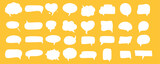 Fototapeta Dinusie - A set of frames for text. Conversation bubbles. Speak bubbles. Scribble Retro elements. Outline boho style. Talk frame. Hand drawn shapes. Vector illustration. Isolated. Templates. Speech text. Figure