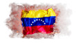 Venezuelan Flag Displayed with Stars Ascending Through Smoke and Fire on Black Background