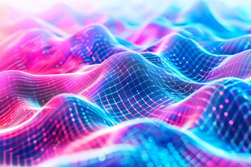 Wall Mural - vibrant digital waves in neon colors