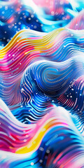 Wall Mural - vibrant digital waves in neon colors