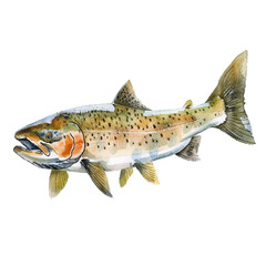 Wall Mural - landlocked salmon vector illustration in watercolour style