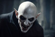 Creepy scary bald vampire portrait. Nosferatu evil count
