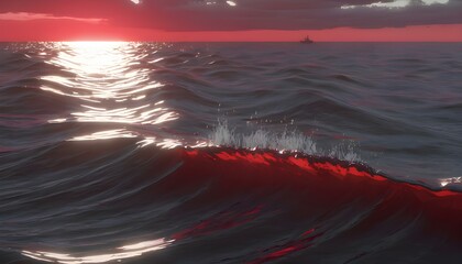 Wall Mural - 
red sky reflected in the sea