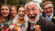 Elderly Gentleman Catches Bridal Bouquet