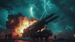 Long-Range Missile Launcher Against a Stormy Sky