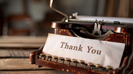 Poster - Vintage Typewriter with Thank You Note