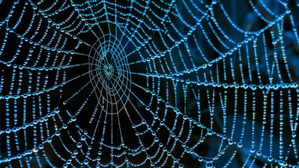 Dew Drops Adorning a Morning Spider Web
