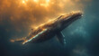 Whale in the Clouds. Floating Giants. Surreal Marine Landscape