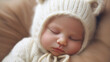 Close-up portrait of a newborn sleeping baby