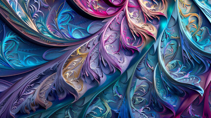 Aufkleber - Colorful fractal art with intricate swirl patterns