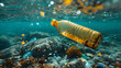 underwater photo with plastic waste scattered around, Ai generated Images
