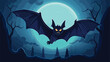 Bat vector icon with night background with full moo