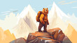 Bear as a mountain climber adventure peak conqueror