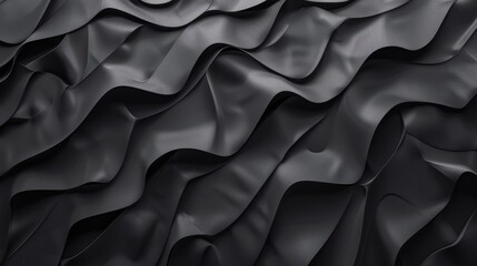 Poster - Abstract black waves texture with smooth silk fabric appearance