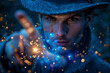 © ADDICTIVE STOCK - Mystical man holding sparkling lights. Generative AI image