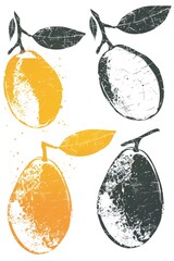 Poster - Fresh oranges with vibrant green leaves on a clean white background. Perfect for food and health-related designs