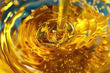 Poster - Close up of liquid being poured into a glass, perfect for beverage and refreshment concepts