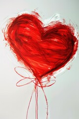 Poster - Simple drawing of a red heart on a stick, perfect for various romantic and love-themed designs