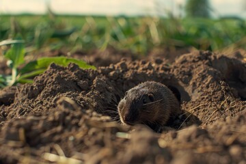 Poster - A rodent poking out of a hole in the dirt. Can be used for educational materials