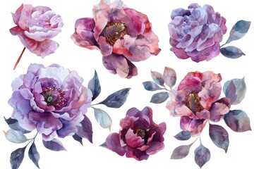 Poster - Beautiful watercolor flowers on a clean white background. Perfect for various design projects