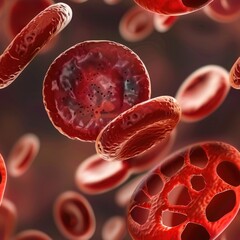 Poster - Image of red blood cells floating in the air, suitable for medical concepts