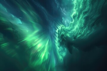 stunning view of green and blue aurora borealis in the sky. ideal for nature and travel concepts