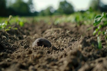 Poster - A small rodent in the middle of a field. Suitable for nature and wildlife themes
