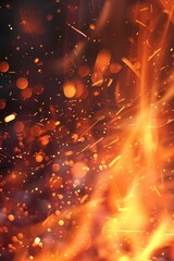 Aufkleber - A close up of a fire with lots of sparks. Suitable for backgrounds or fiery concepts