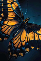 Poster - Detailed image of a butterfly on a dark backdrop, perfect for nature or science themes