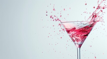 Poster - A glass of wine with a splash of pink liquid. Perfect for advertising or beverage concepts