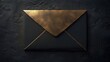 Black envelope with a gold triangle, suitable for business and luxury concepts