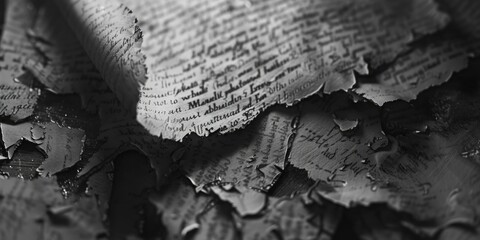 Poster - Black and white photo of a piece of paper, suitable for office or education concepts