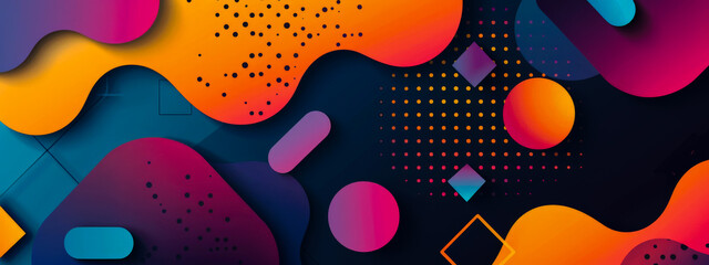 Wall Mural - A colorful abstract background with a lot of shapes and dots