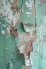 Poster - A textured green wall with peeling paint. Ideal for background or design projects