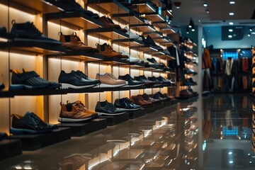 Aufkleber - A diverse collection of shoes in a store, suitable for multiple uses