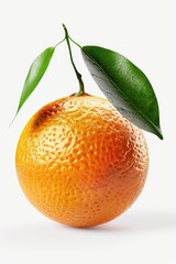 Poster - Ripe orange fruit with green leaf, suitable for various food and healthy lifestyle concepts