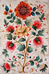 Poster - Vibrant painting of flowers and birds, perfect for home decor