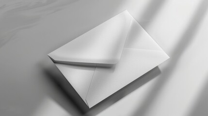 Poster - A white envelope sitting on a table. Perfect for business and office concepts