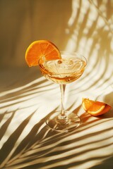 Poster - Close-up of a glass filled with a drink and an orange slice, perfect for food and beverage concepts