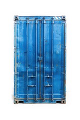 Poster - A blue shipping container isolated on a white background. Perfect for logistics and transportation concepts