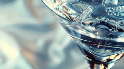 Poster - A detailed shot of a glass filled with water and bubbles. Suitable for health and hydration concepts