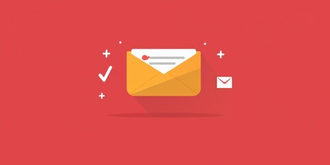 Aufkleber - A yellow envelope with a check mark symbol. Perfect for business and finance concepts